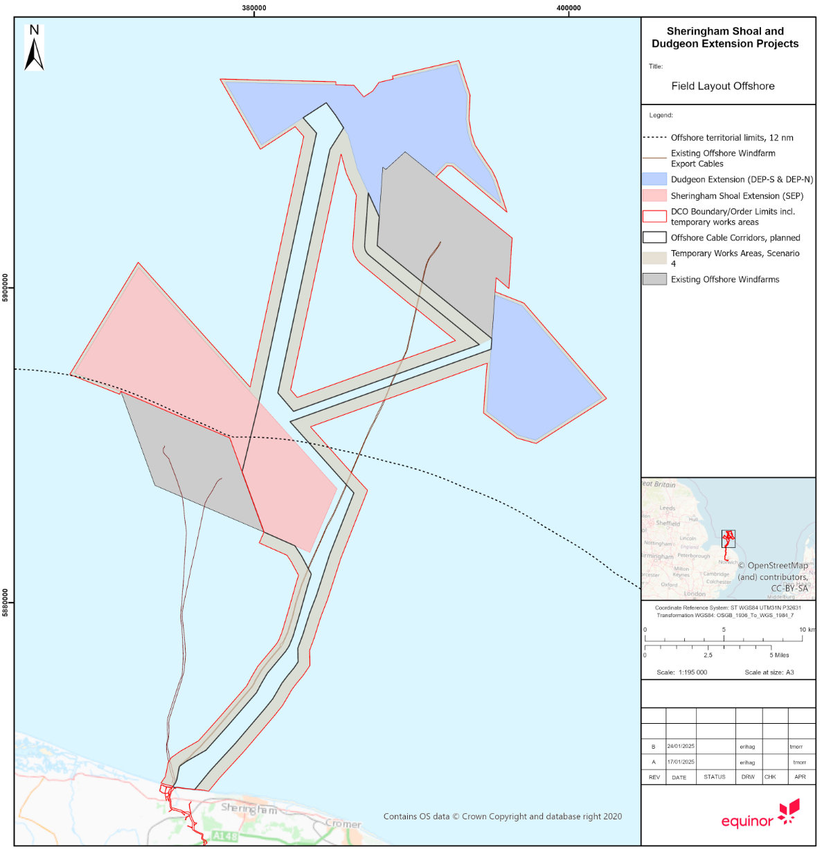 Sheringham Shoal Windfarm offshore site location map