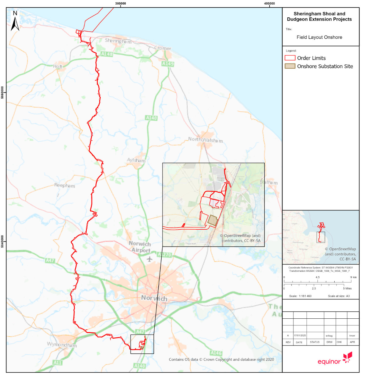 Sheringham Shoal Windfarm offshore site location map